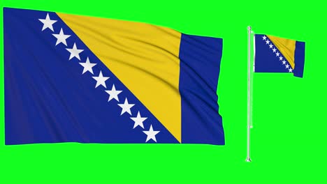 Greenscreen-Schwenkt-Bosnien-Herzegowina-Flagge-Oder-Fahnenmast